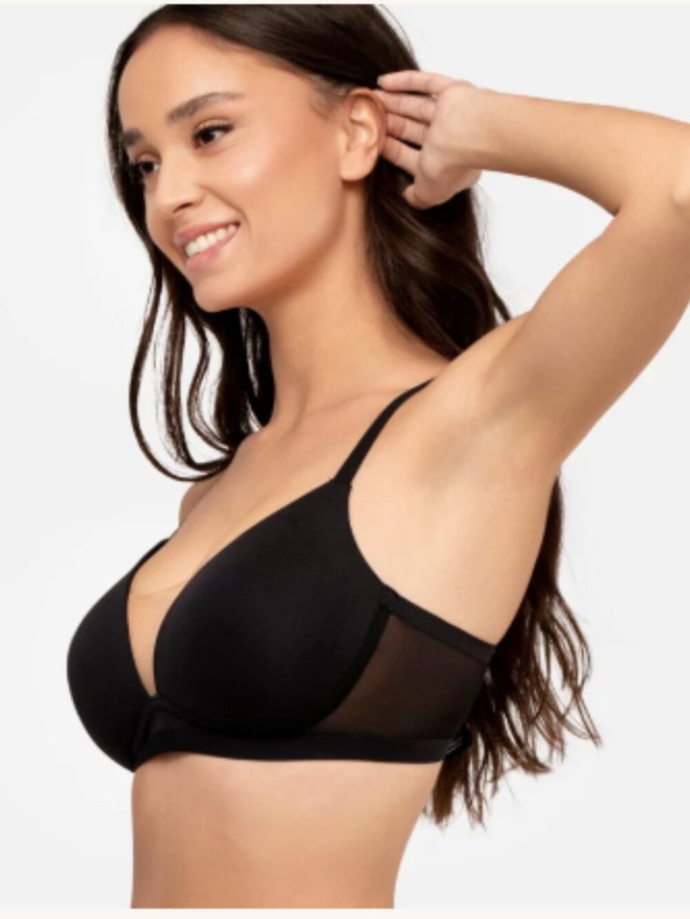 NWT Underoutfit Viva Mesh Bra Black Coffee Nude Inset XL
